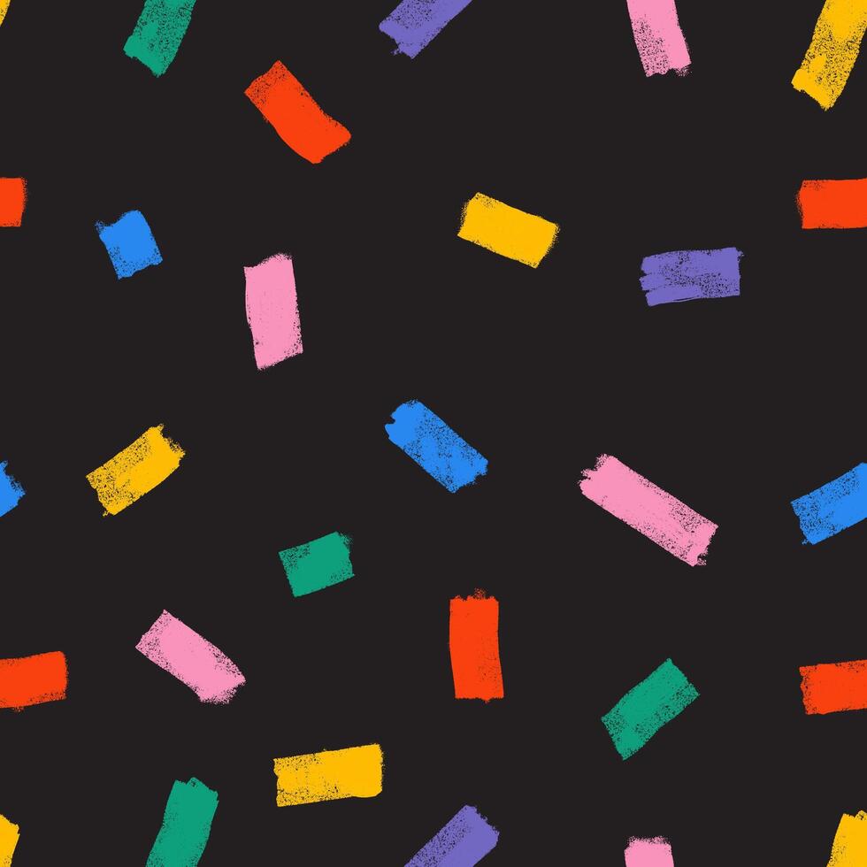 Seamless Abstract Paint Pattern With Artistic Ink Stains. Template Background With Brushes Strokes. Bold Wavy Grunge Lines. Seamless Pattern Colorful Hand Drawn Brush Strokes vector