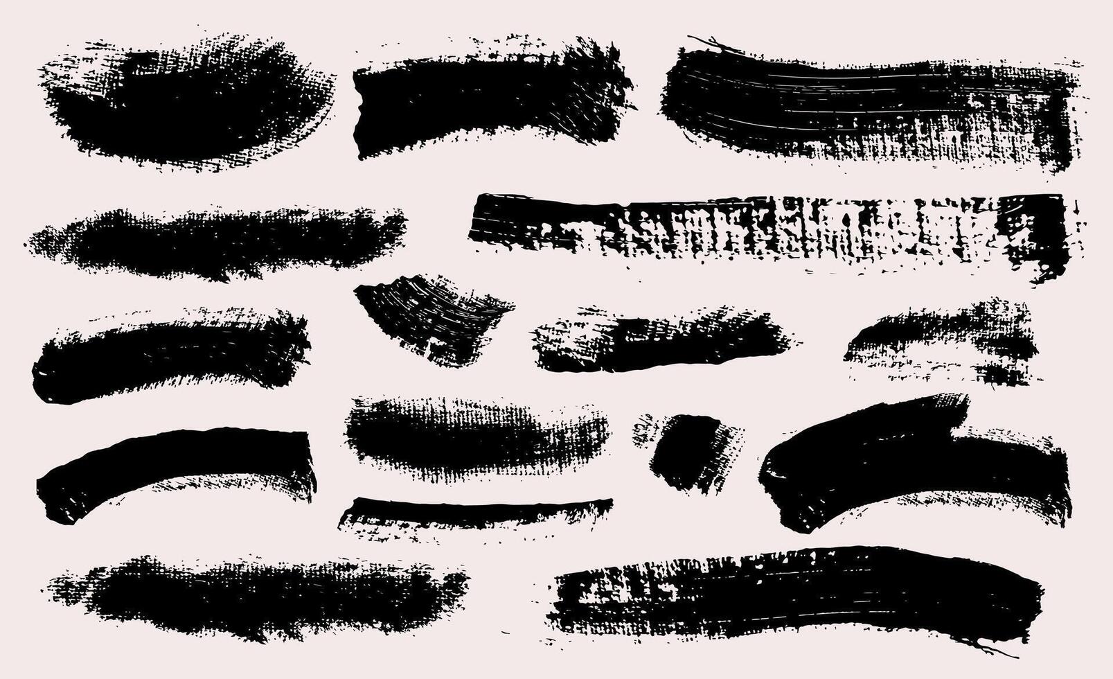 Big set of brush strokes. grunge paintbrush. Grungy painted banners, design elements, dry brush on canvas collection. Rectangle text boxes. Ink splatters. Thin dirty distress texture banners. vector