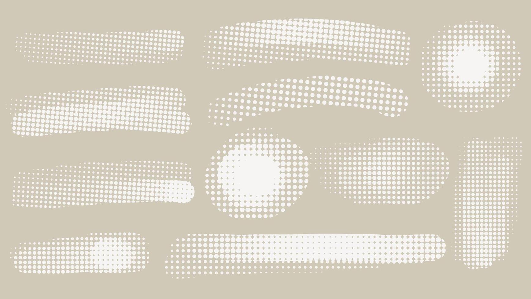 paint halftone brush stroke, ink splatter, line and artistic design white elements set. Dirty overlay, splash, pastel silhouette and torn paper. Design business banner art illustration. vector