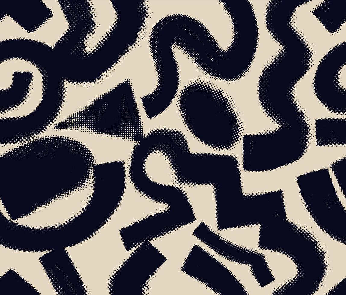 Abstract modern fabric halftone pattern. Geometric fun fashion style. Seamless pattern . Seamless pattern with black curved chalky lines. illustration halftone effect. vector