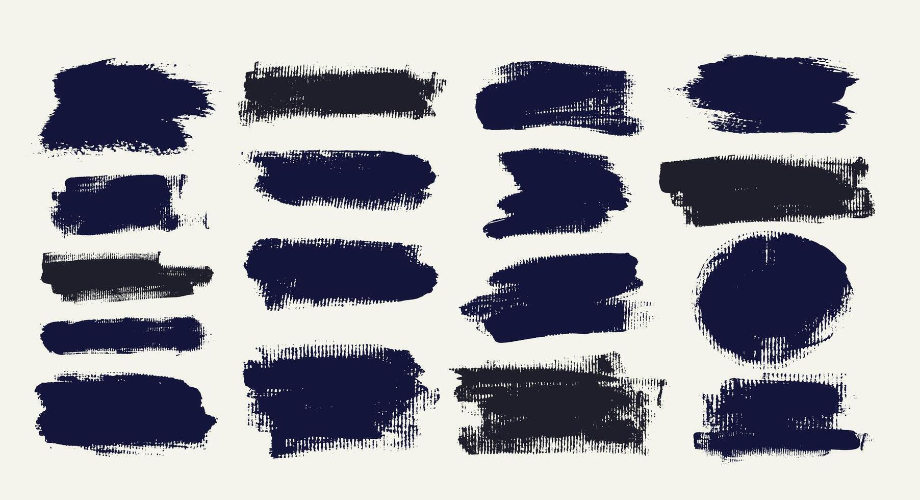 Big set of straight thick brush lines. Rough grunge thick gouache paint texture. Hand drawn brushstroke text box. Calligraphy dry brush, ink. Japanese, Chinese sketchy ink rectangle text boxes. vector