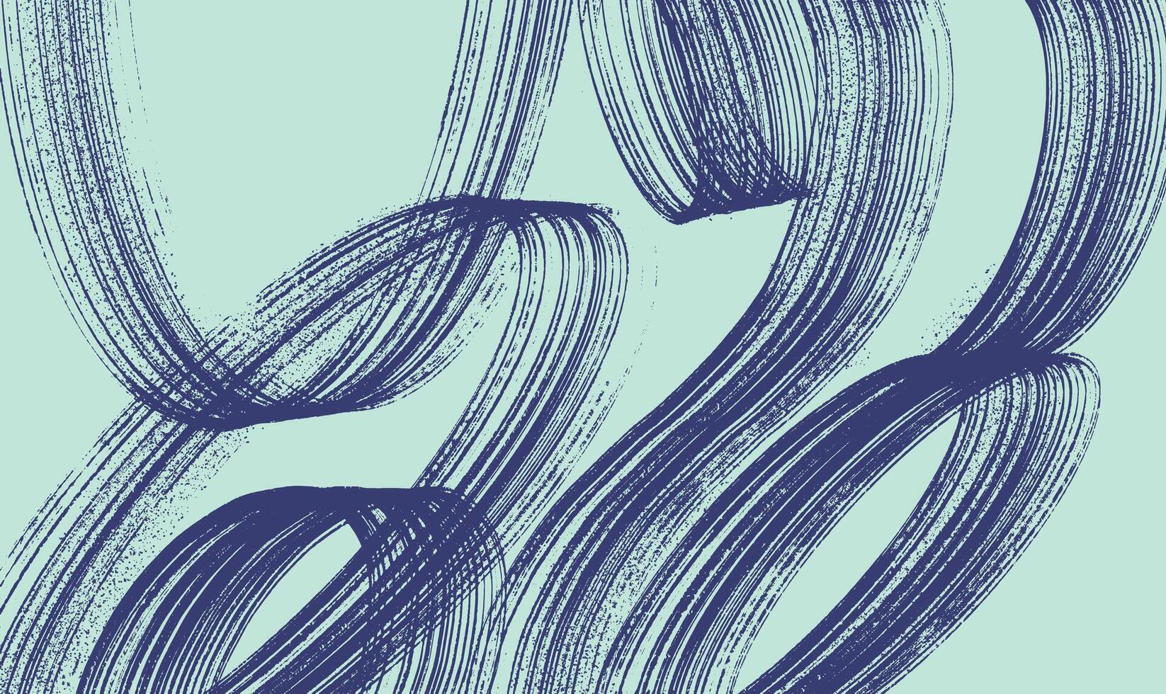 Dark blue color grainy spiral brush stroke. Grainy brush strokes texture with scattered tiny dots. Template distress damaged edge banner with spiral bold line with spray texture. Dry brush on canvas. vector
