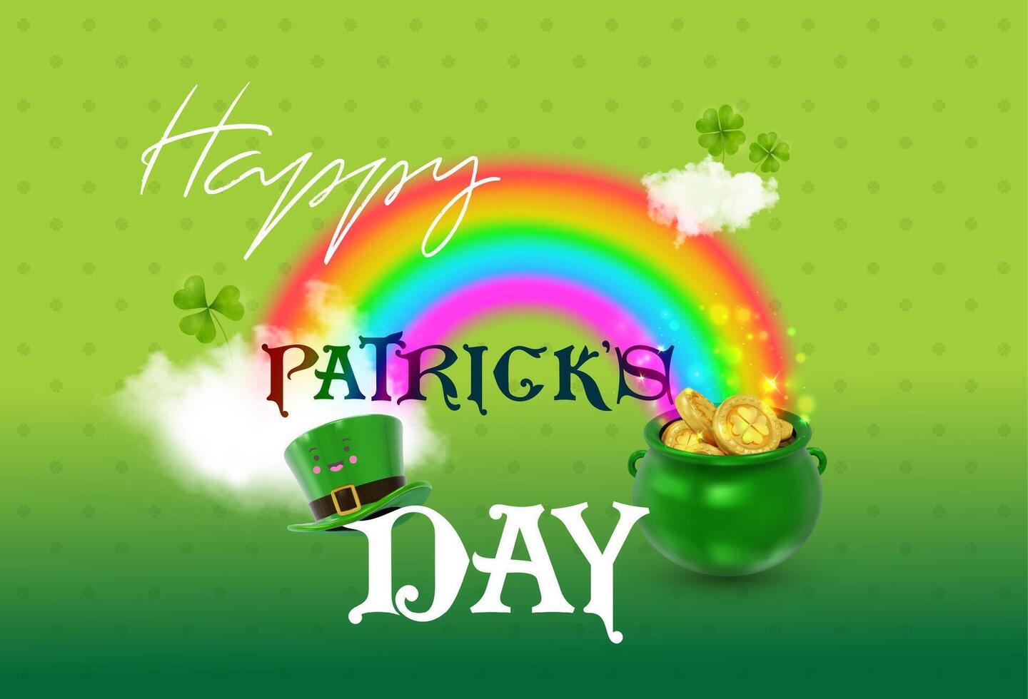 St. Patrick's Day background with stripes. Patrick's Day Celebration. Happy Saint Patrick's Day background. Cartoon design for banner, flyer, greeting, green card. Ireland Feast day vector