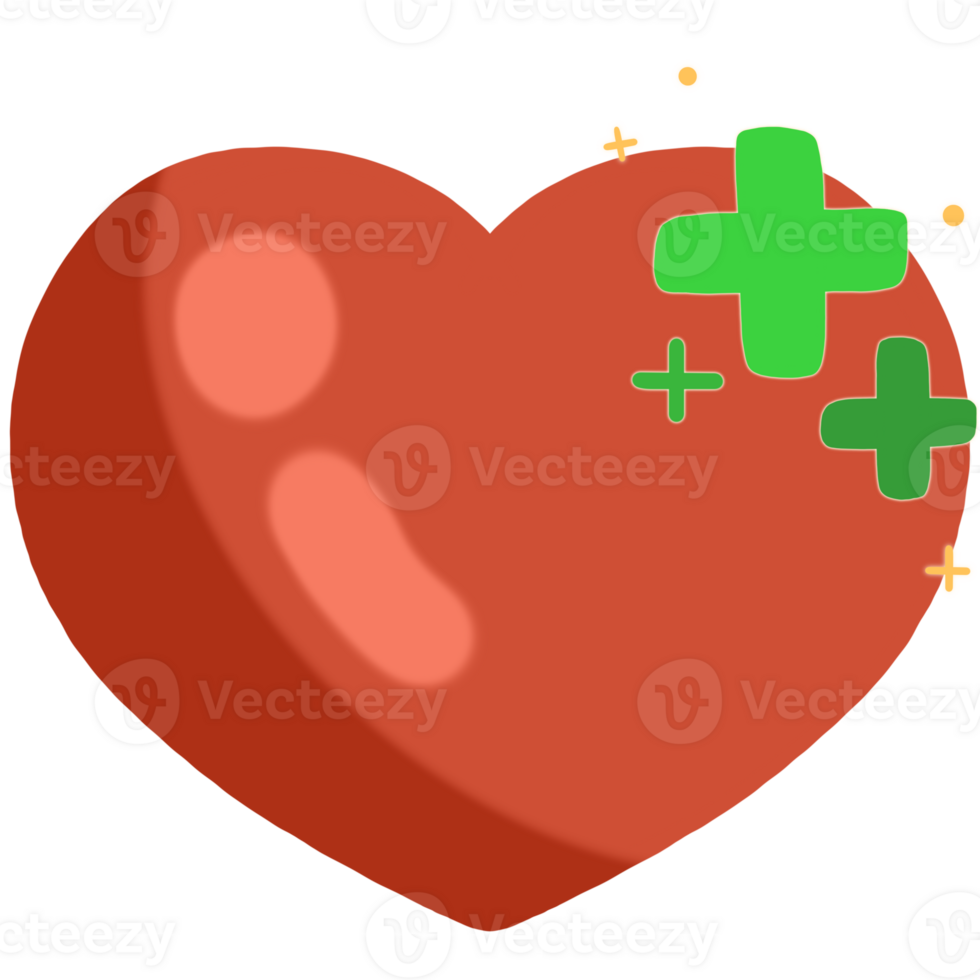 Red heart with green healing plus sign on top png