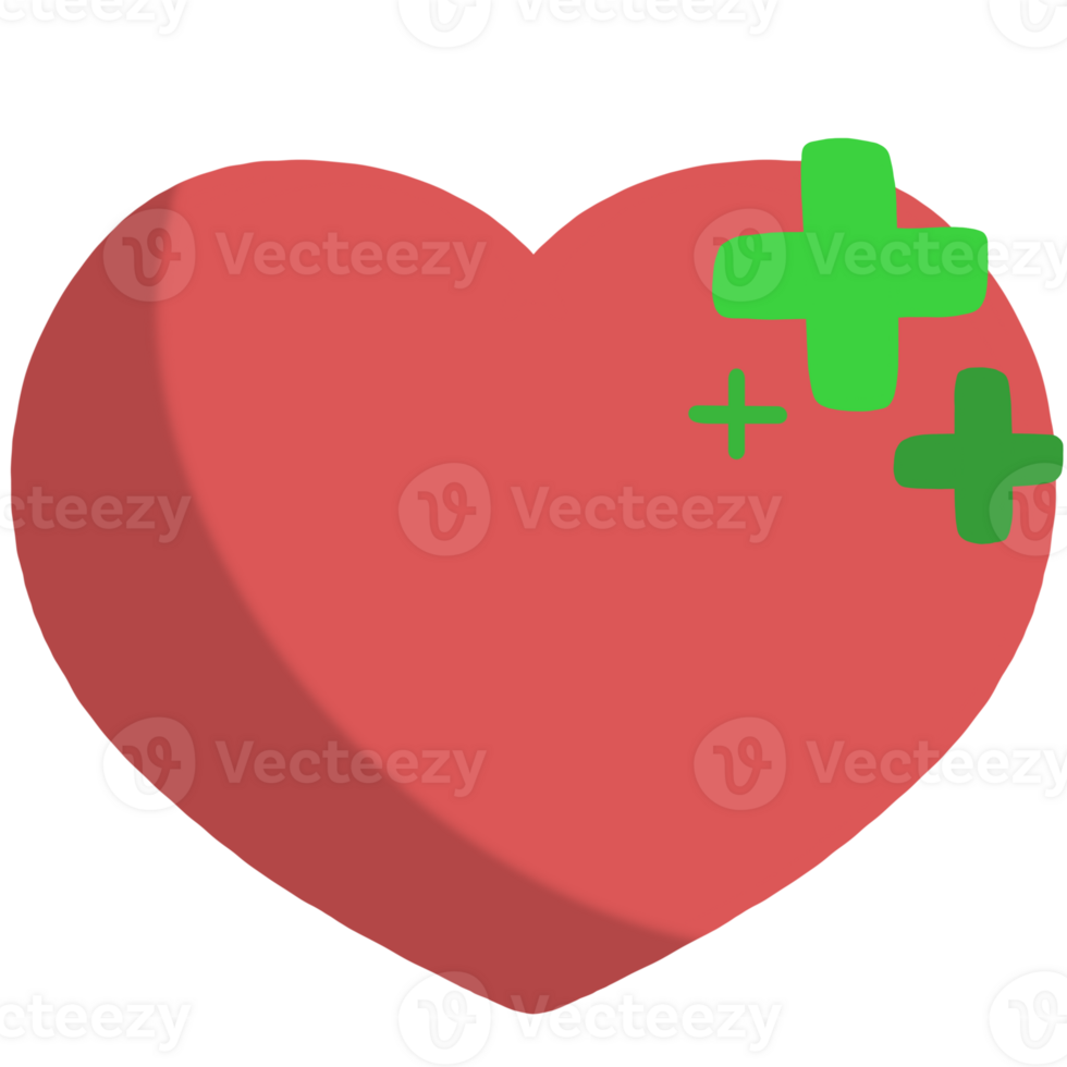 a heart with a green cross on it png