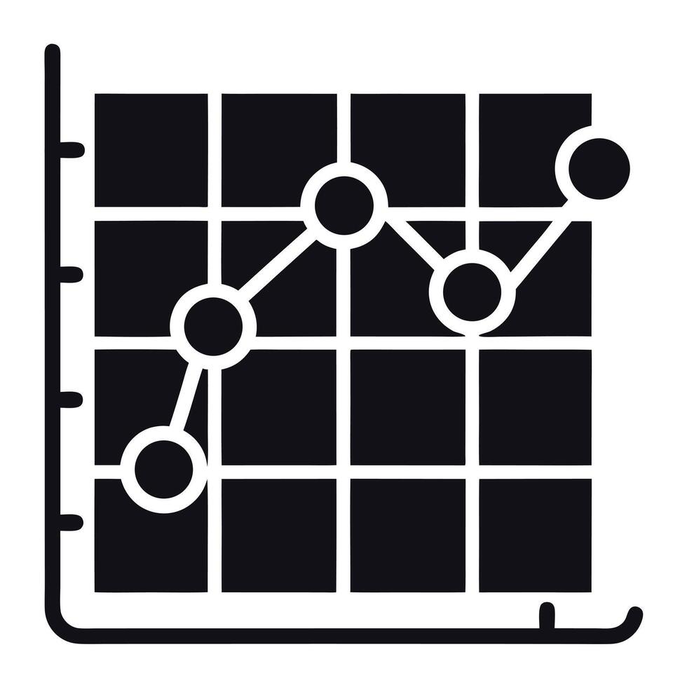 Black Line Chart on Grid Graph with Transparent Background vector