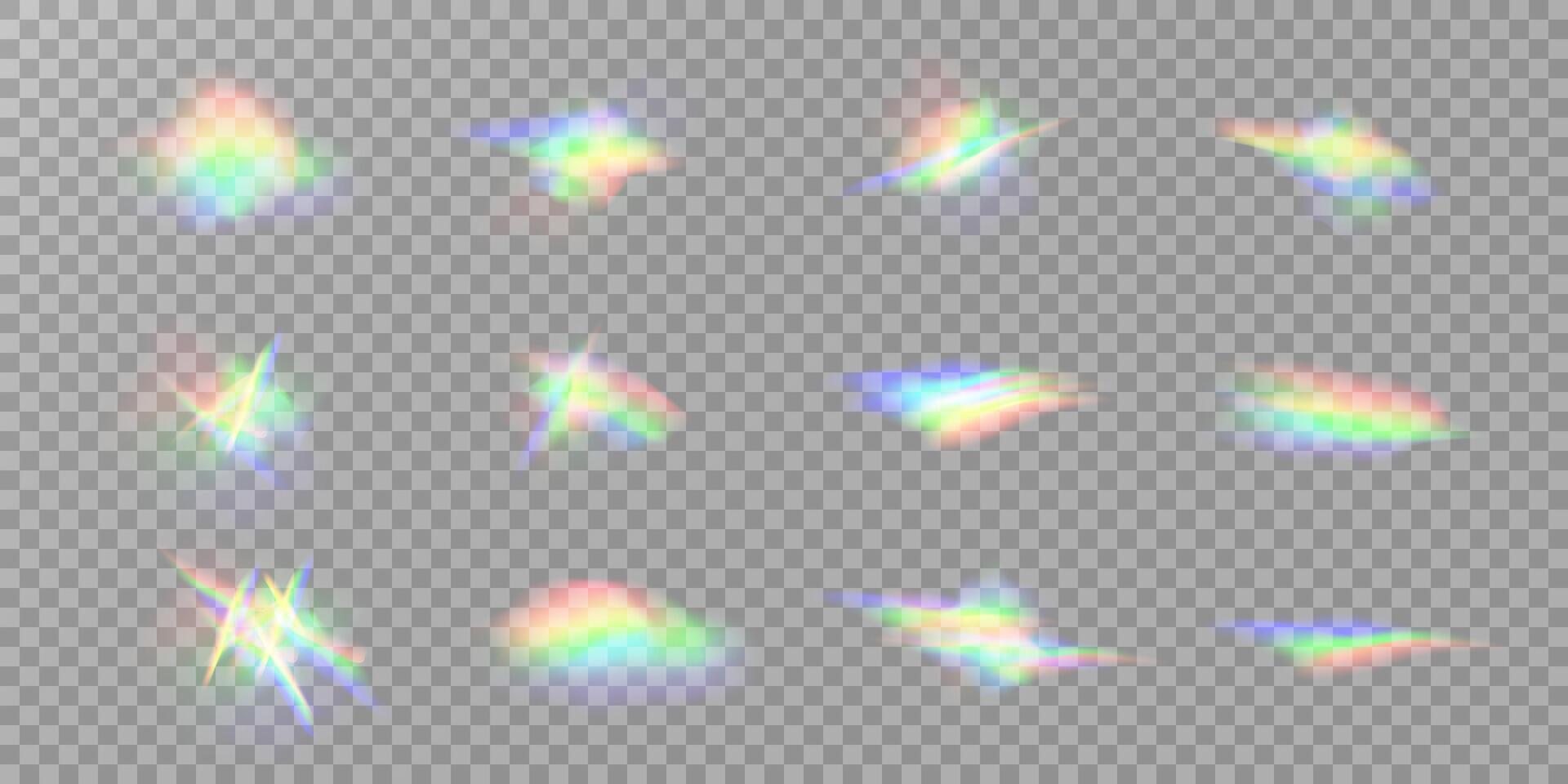 Vibrant and Colorful Light Reflections and Flare Elements Perfect for Various Design Projects and Uses vector