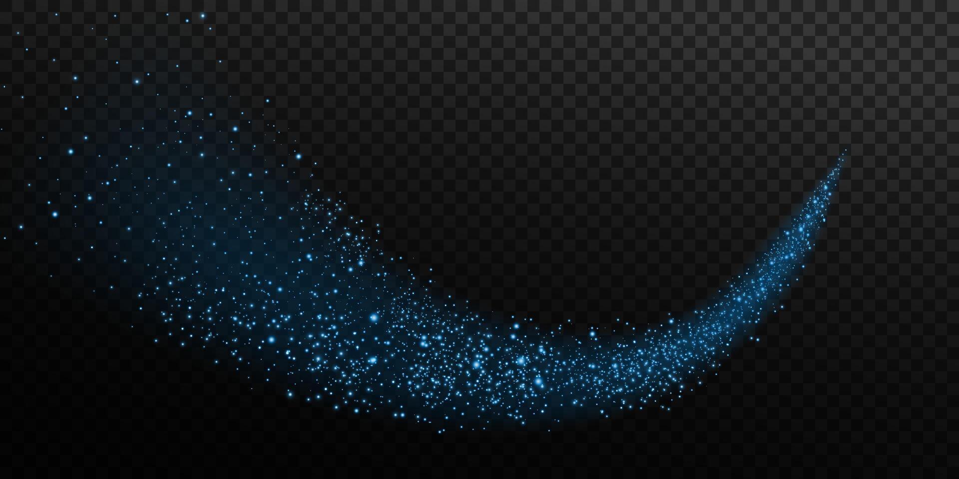 A Sparkling Blue Glitter Trail gracefully traverses a Dark Background, creating a visually stunning experience vector