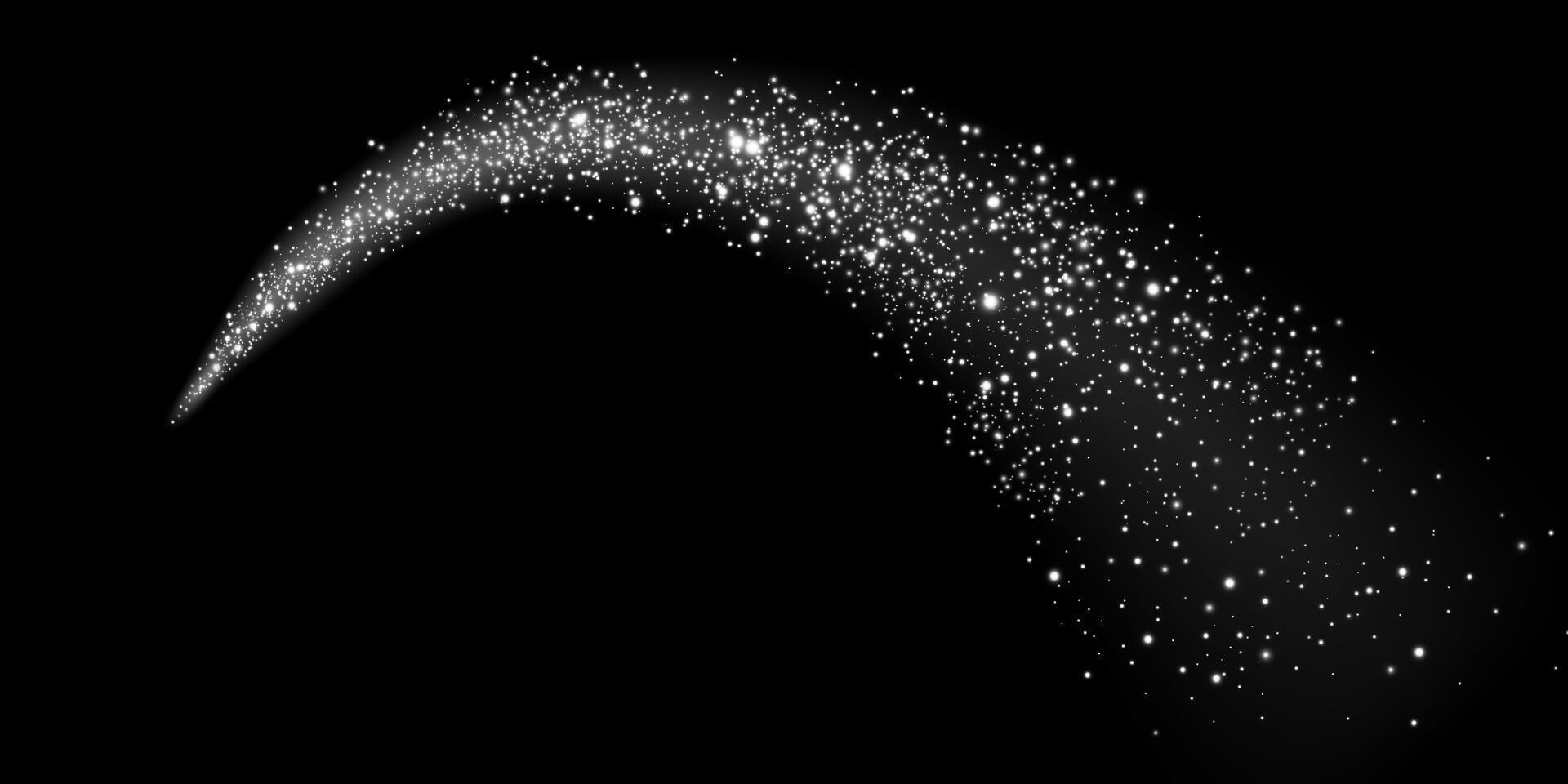 A Shimmery Star Trail Glowing Against a Deep, Dark Background That Enhances its Mystical Beauty and Charm vector