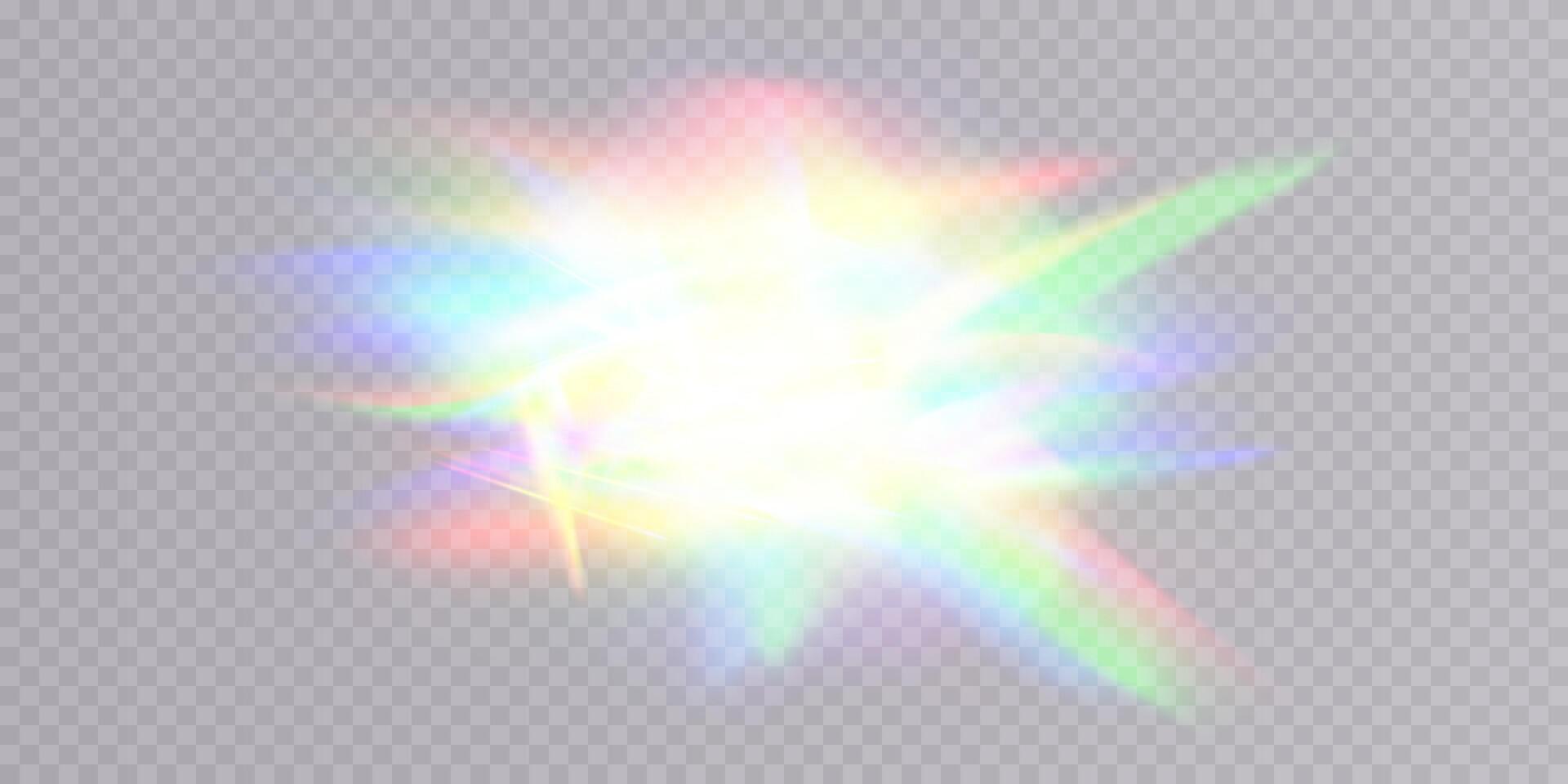 A stunning Colorful Light Burst Effect showcasing mesmerizing Rainbow Hues along with a radiant, glowing aura vector