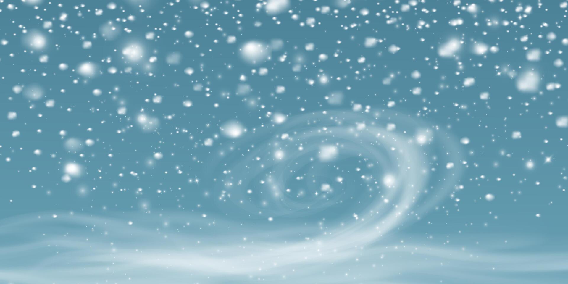 A delightful Winter Snowstorm Scene featuring Whirling Snowflakes set against a Soft Cloudy Background vector