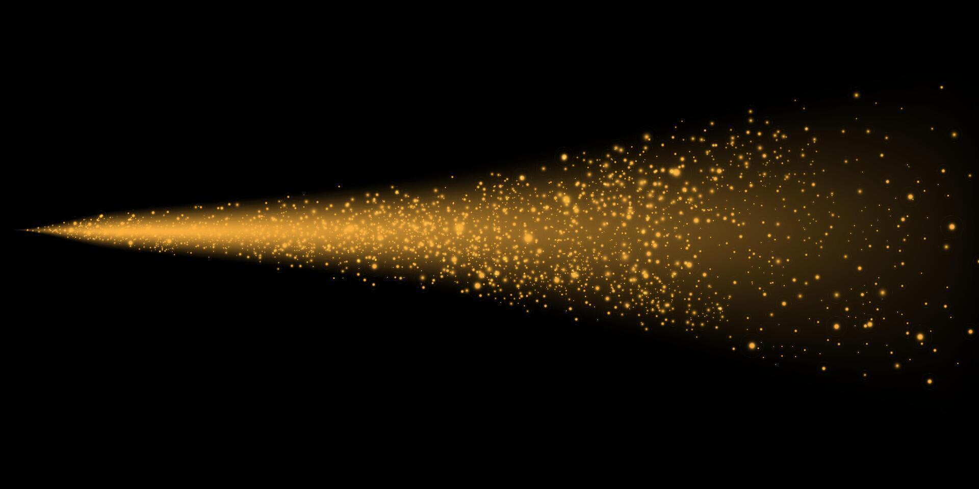 Radiant Golden Sparkle Beam Set Against a Deep Black Background Creating an Eye Catching Visual Impact vector