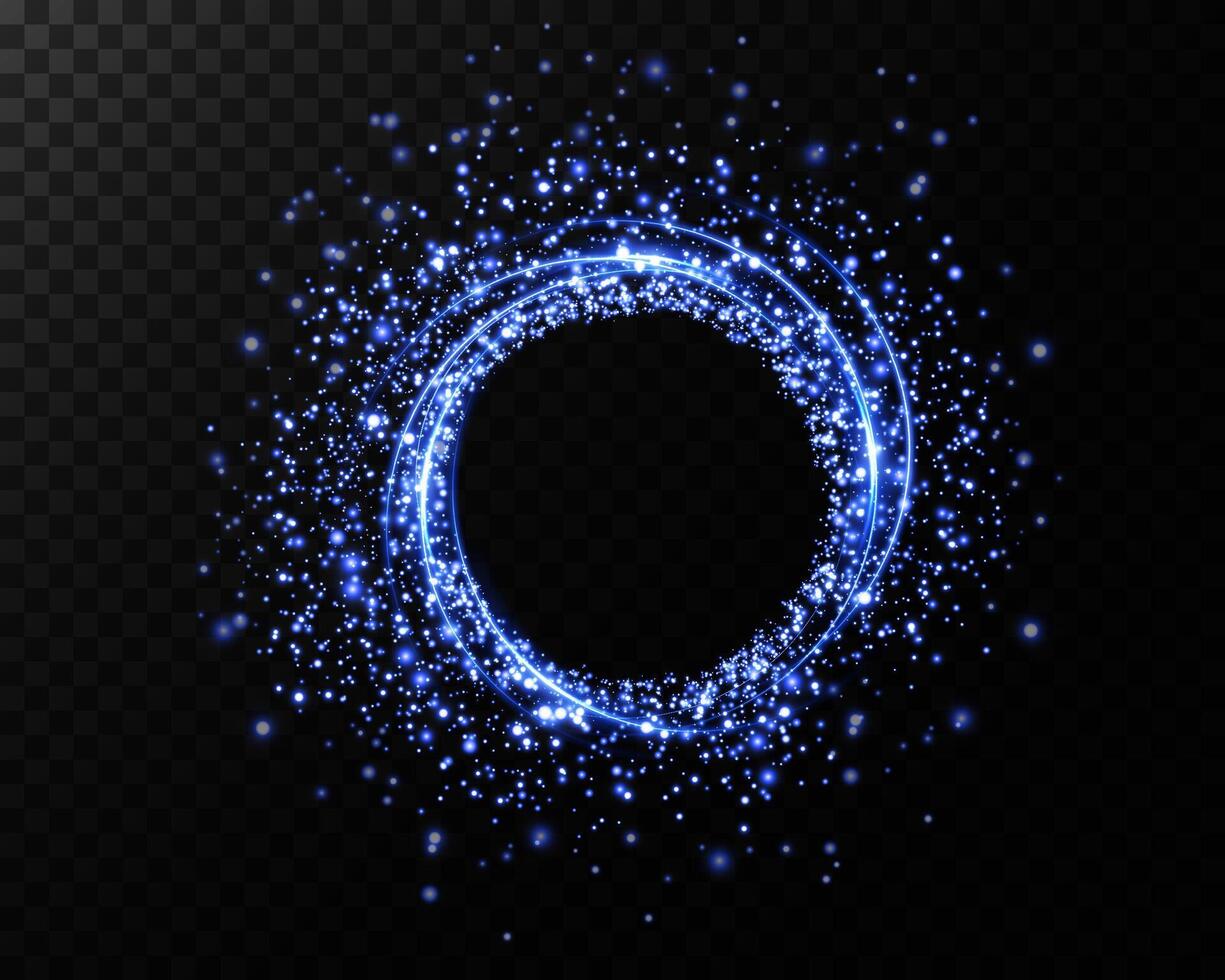 A beautiful Blue Sparkling Circle featuring a mesmerizing Glittering Particles Effect that dazzles the eye vector