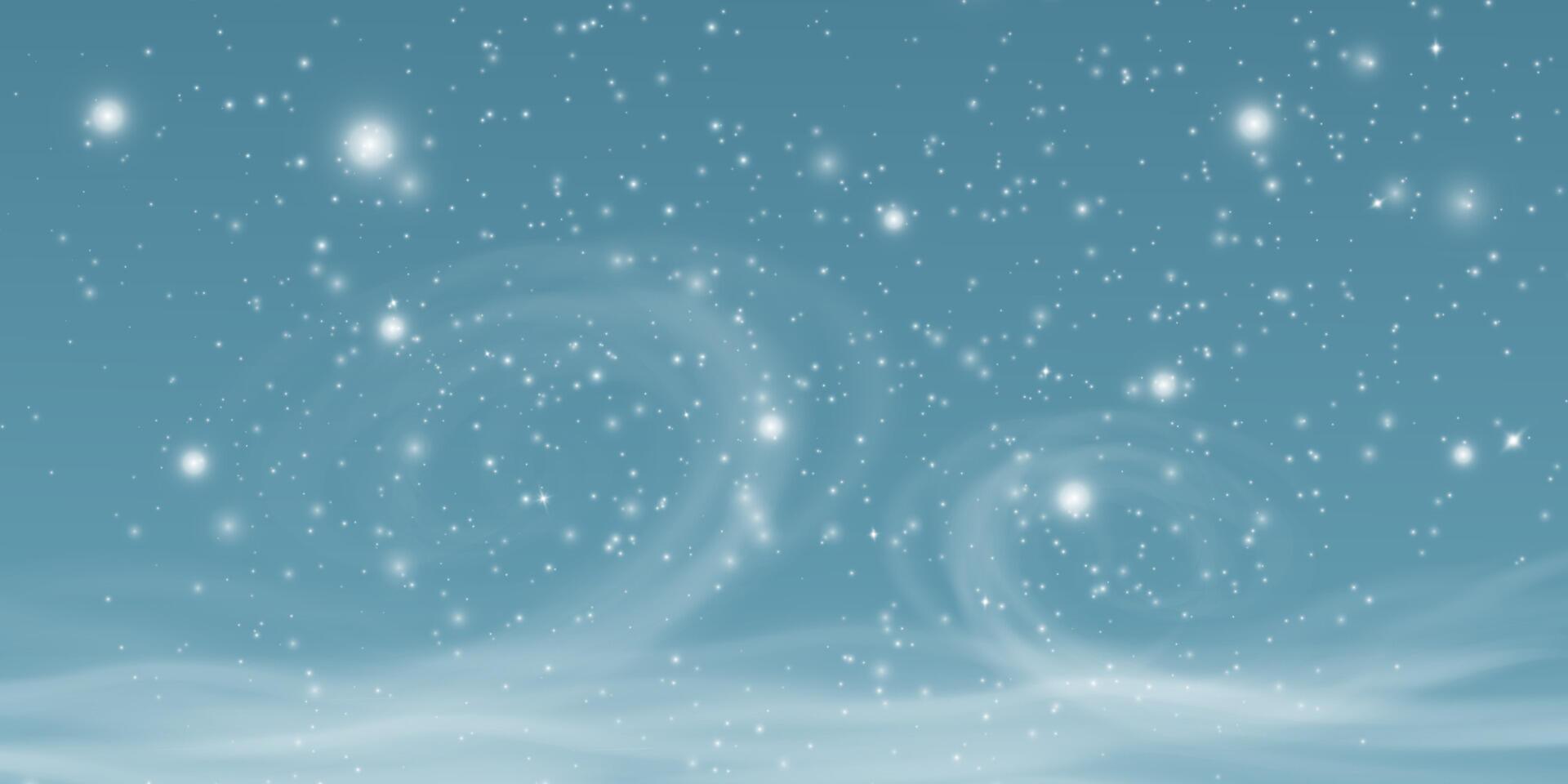 A Winter Blizzard featuring Sparkling Snowflakes set against a Serene Blue Sky during a peaceful evening vector
