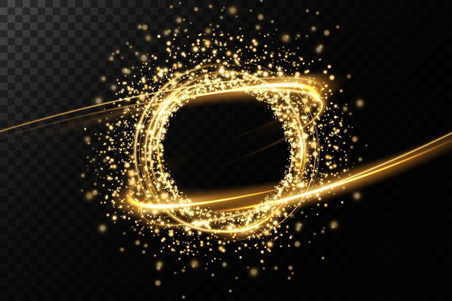 Experience the captivating Golden Sparkle Effect featuring vibrant Shining Particles and enchanting Light Trails vector