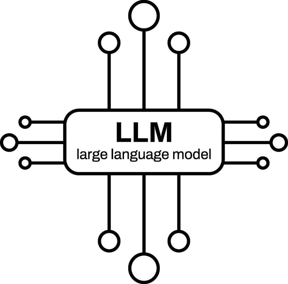 LLM or large language model icon for AI website and apps vector