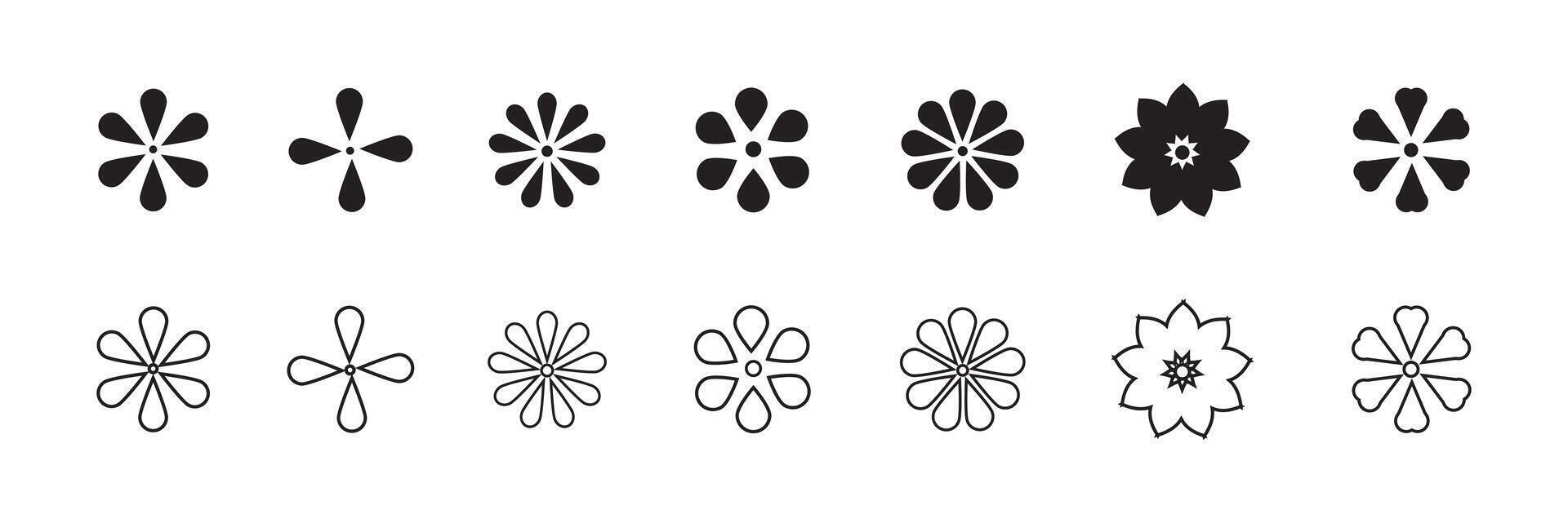 Flower icon collection. Flower icon set on white background. vector