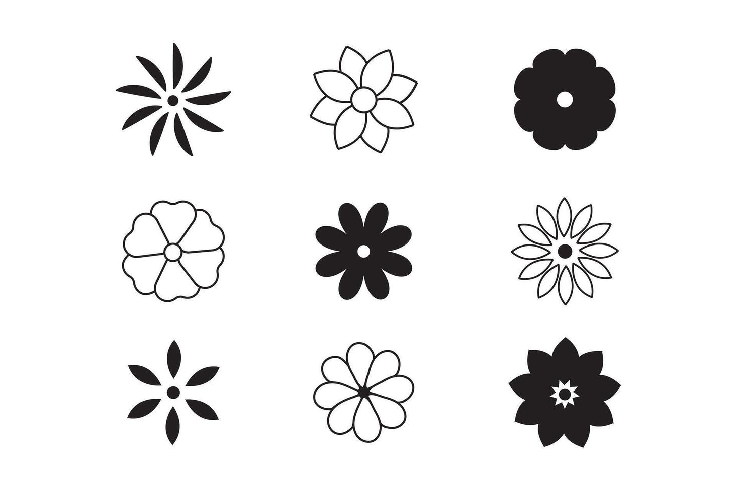 Set of flowers in childrens style to decoration your design. eps10 vector