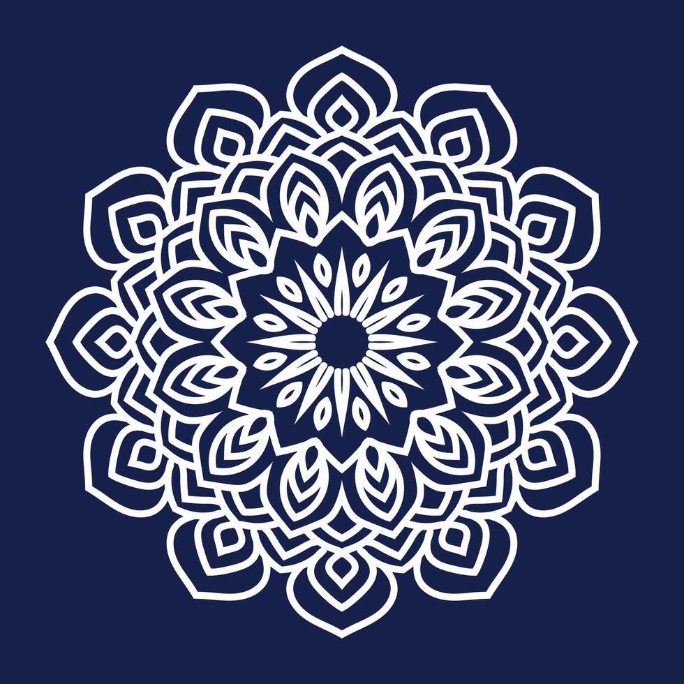Elegant White Mandala on Navy Blue background vector