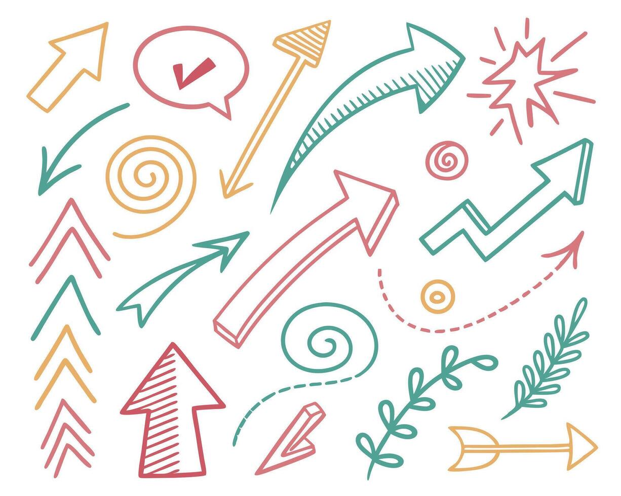 geometric arrows and swirls in bright colors vector