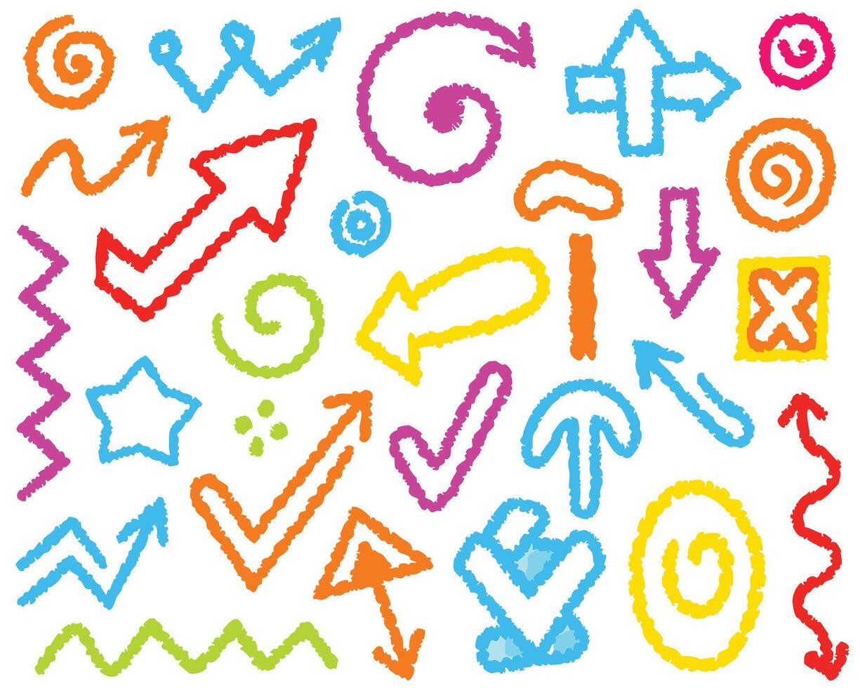 Fun colorful arrows with geometric shapes vector