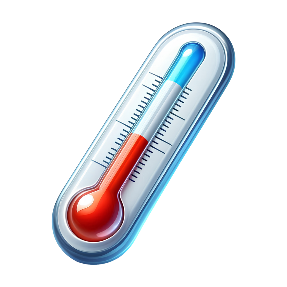 3d thermometer icon with red and blue temperature levels in cartoon style isolated on transparent background for health weather and medical app design png