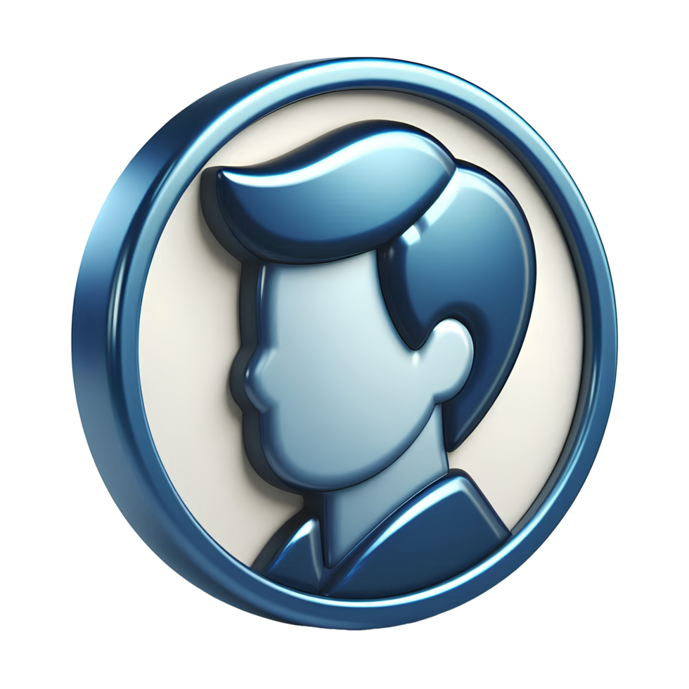 3D Profile Icon - User Avatar in Blue Circular Design png