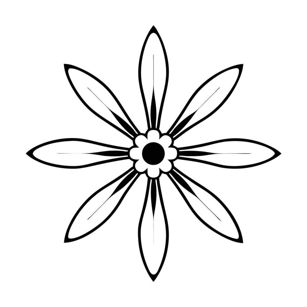 a black and white flower outline on a white background vector