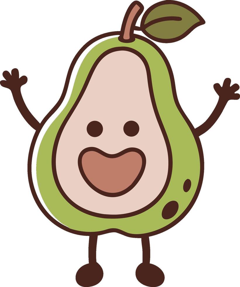 a cartoon pear with arms up and smiling vector