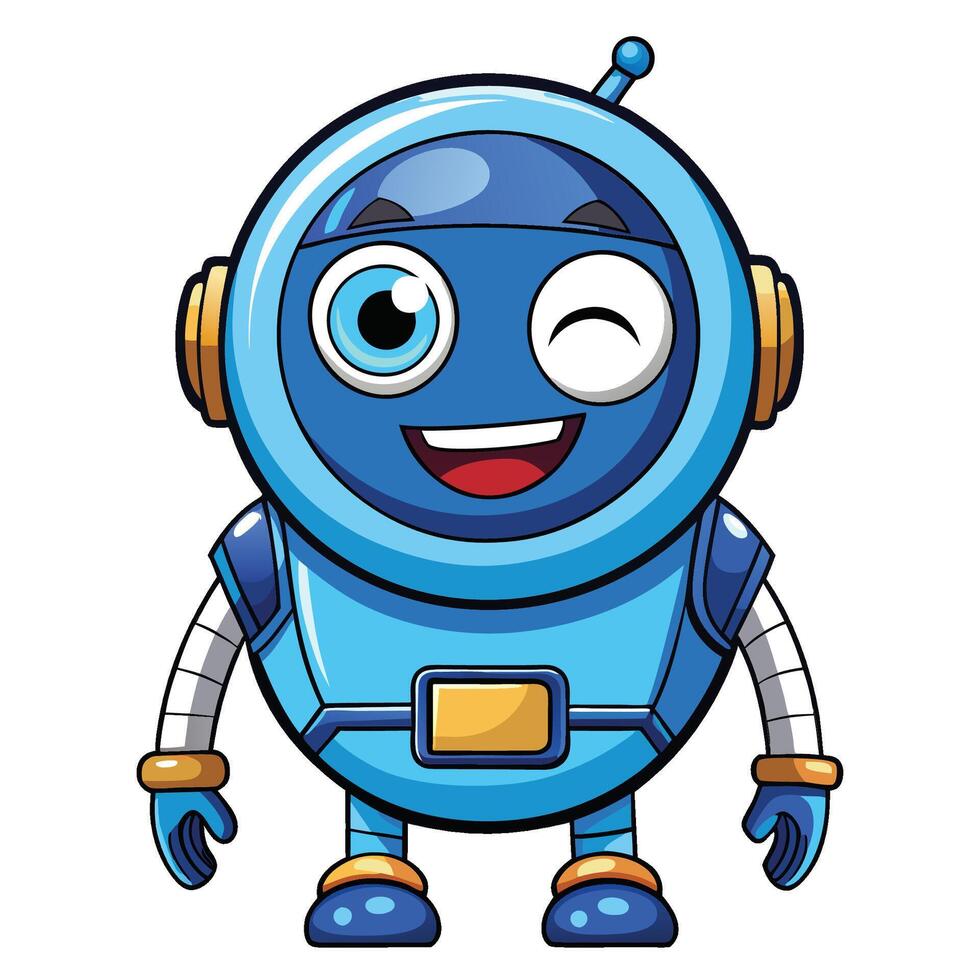 cartoon robot character with blue eyes and yellow eyes vector