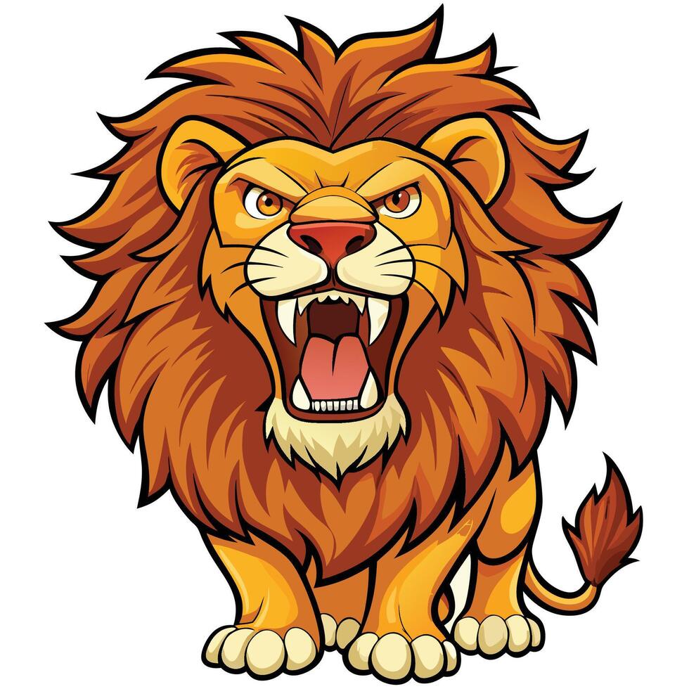 lion cartoon white background illustration vector