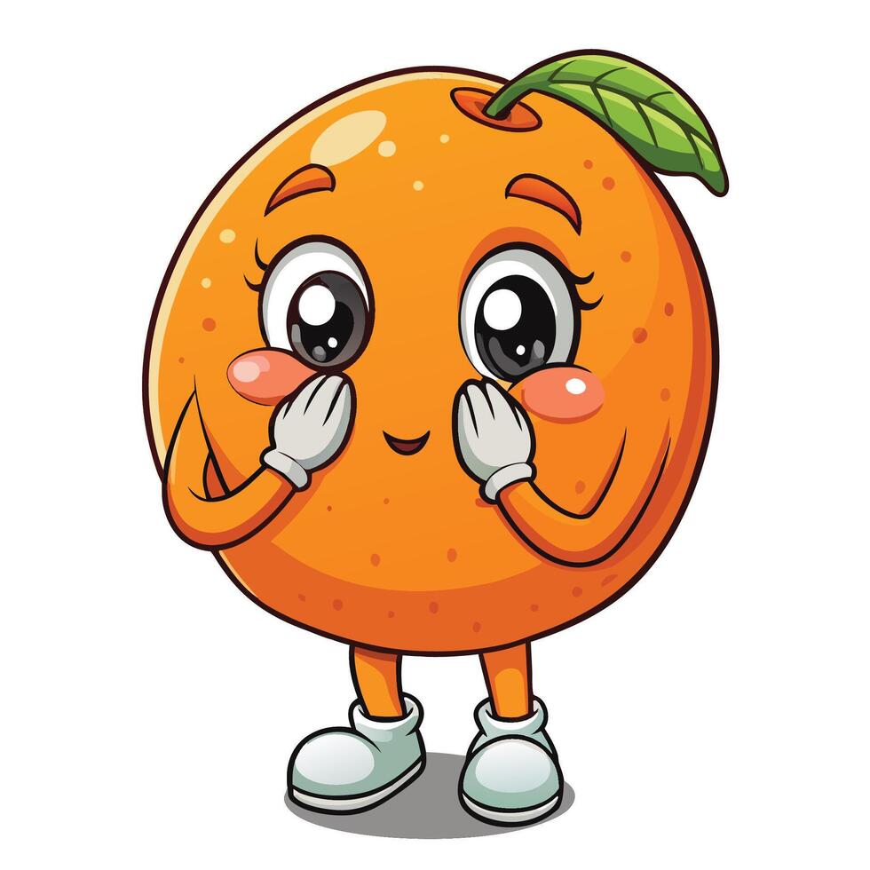 an orange character with a face covering his eyes vector