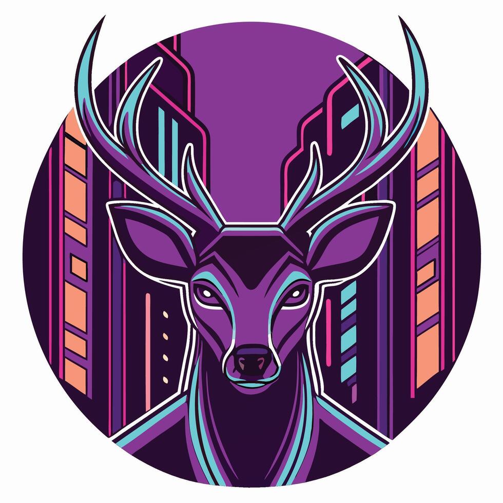 a deer with horns in the middle of a city vector