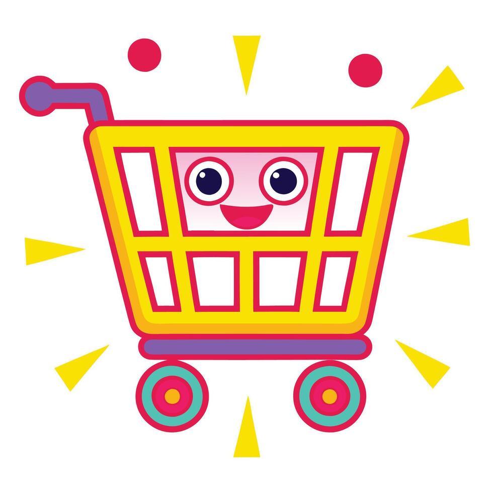cart with happy face illustration vector