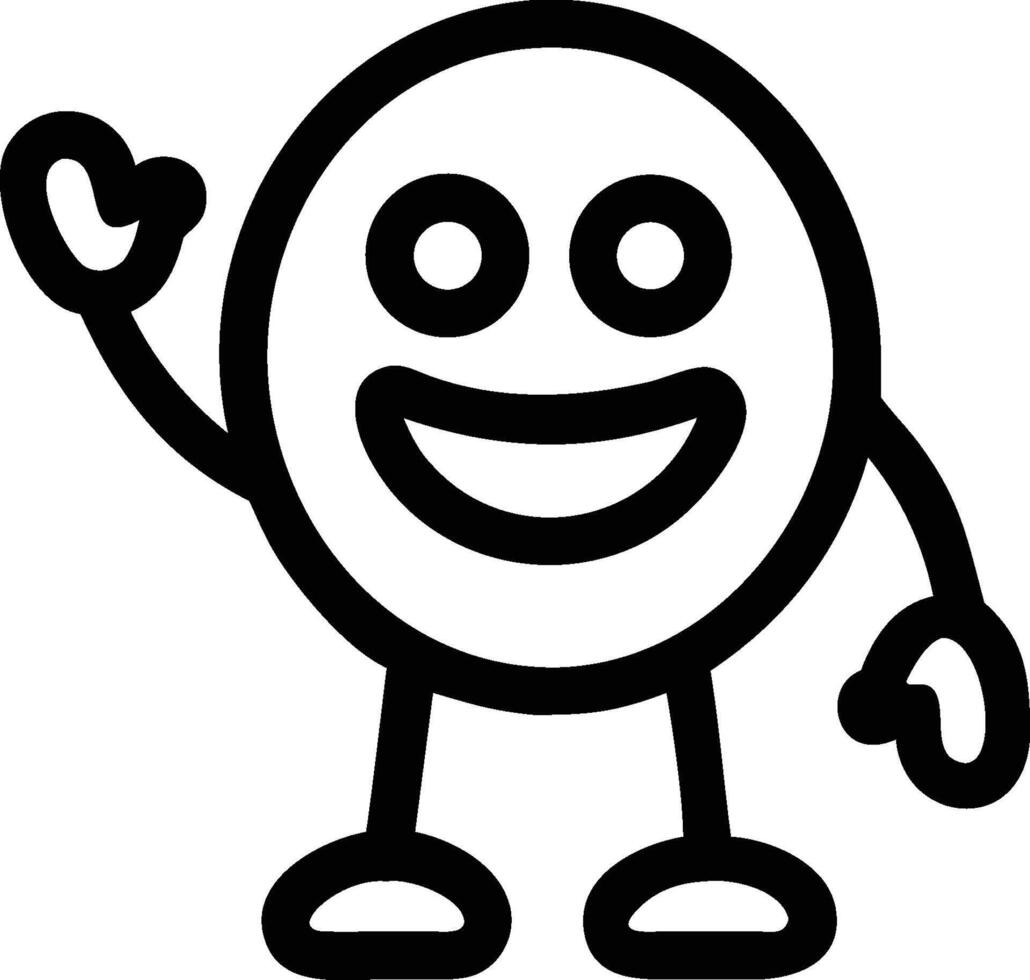 a black and white cartoon character waving vector