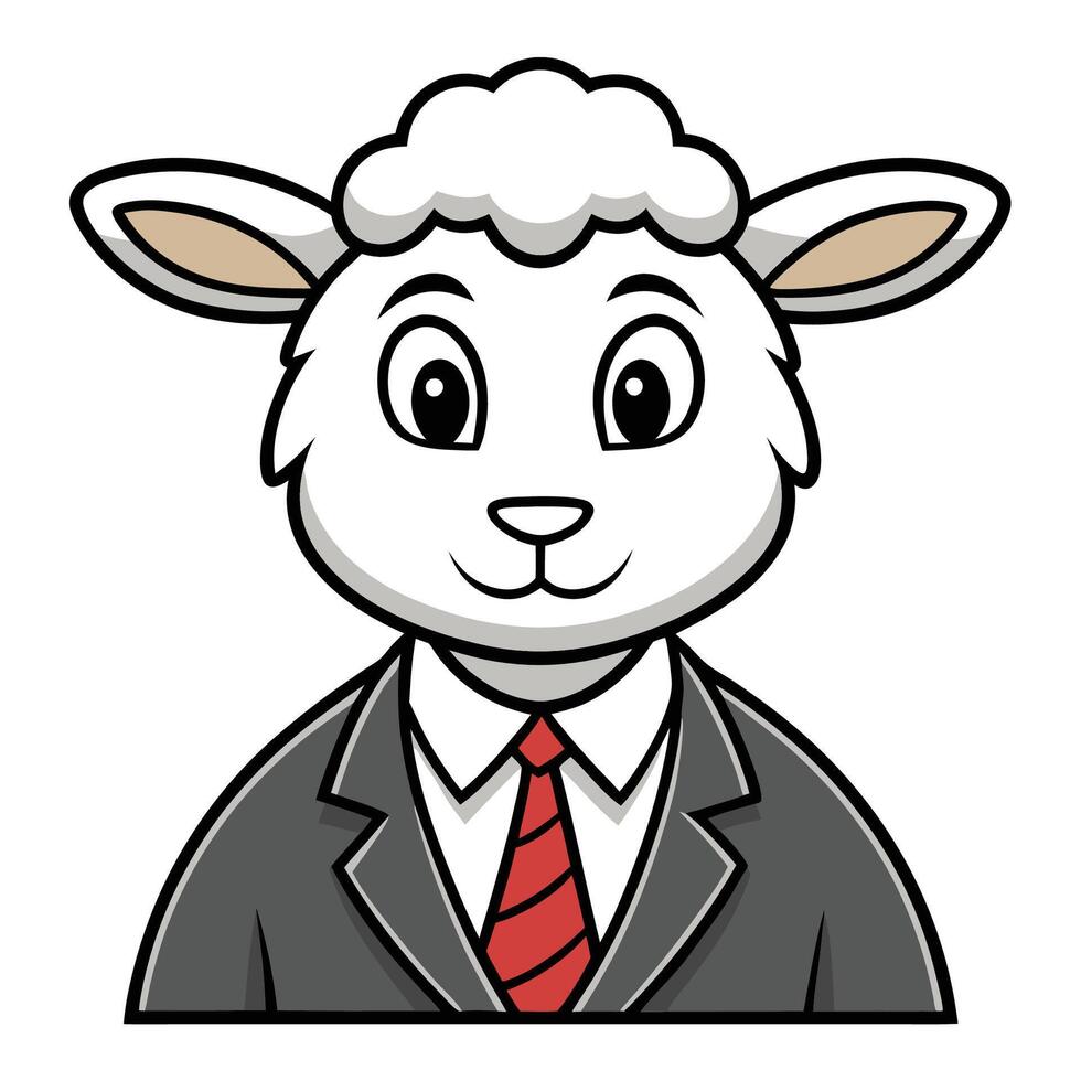 a cartoon sheep wearing a suit and tie white background vector