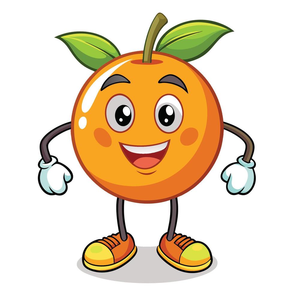 orange cartoon character with arms and legs vector