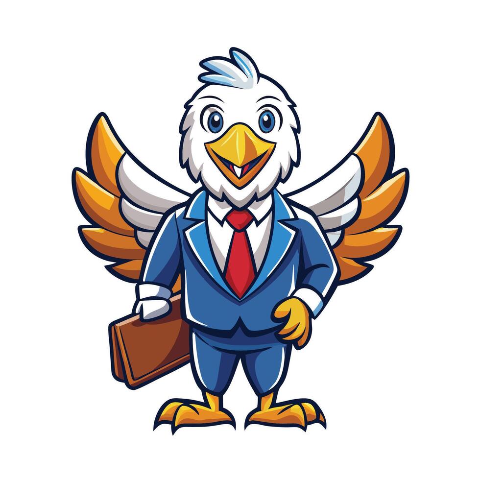 an eagle in a suit holding a briefcase vector