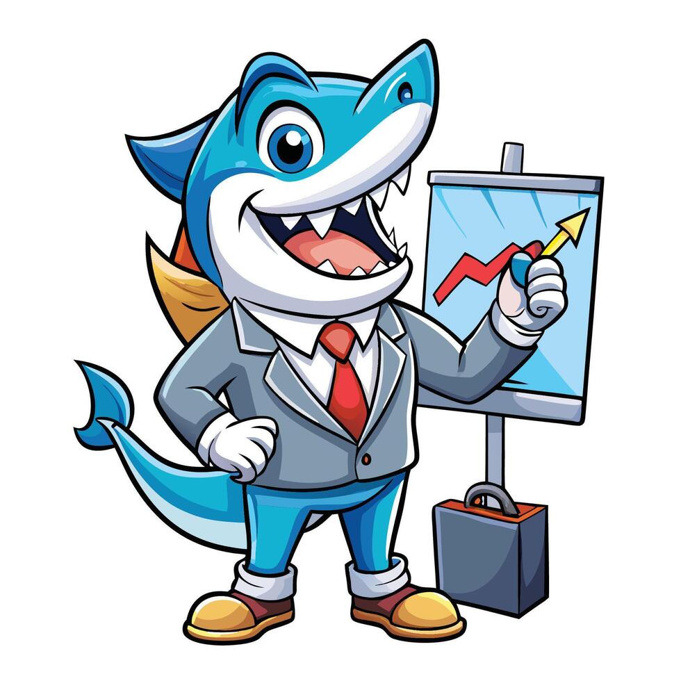 shark business man cartoon illustration vector