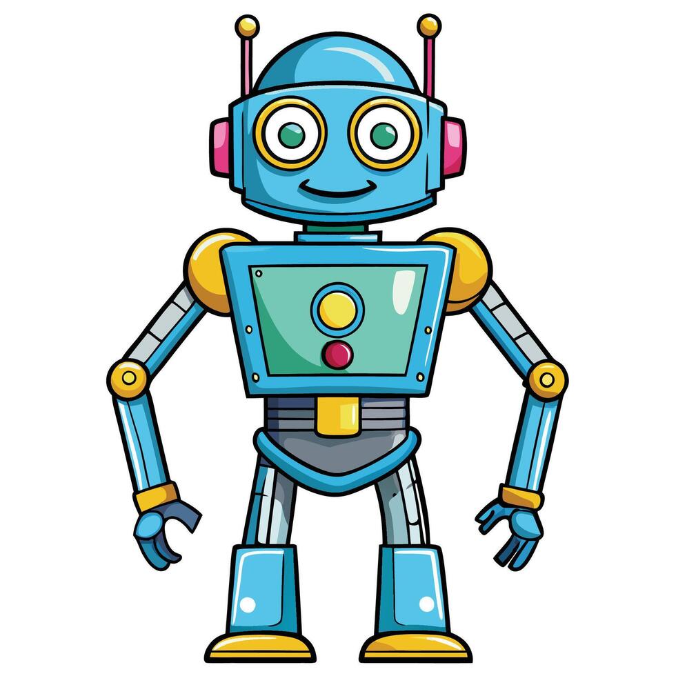 cartoon robot illustration white background white background white background vector