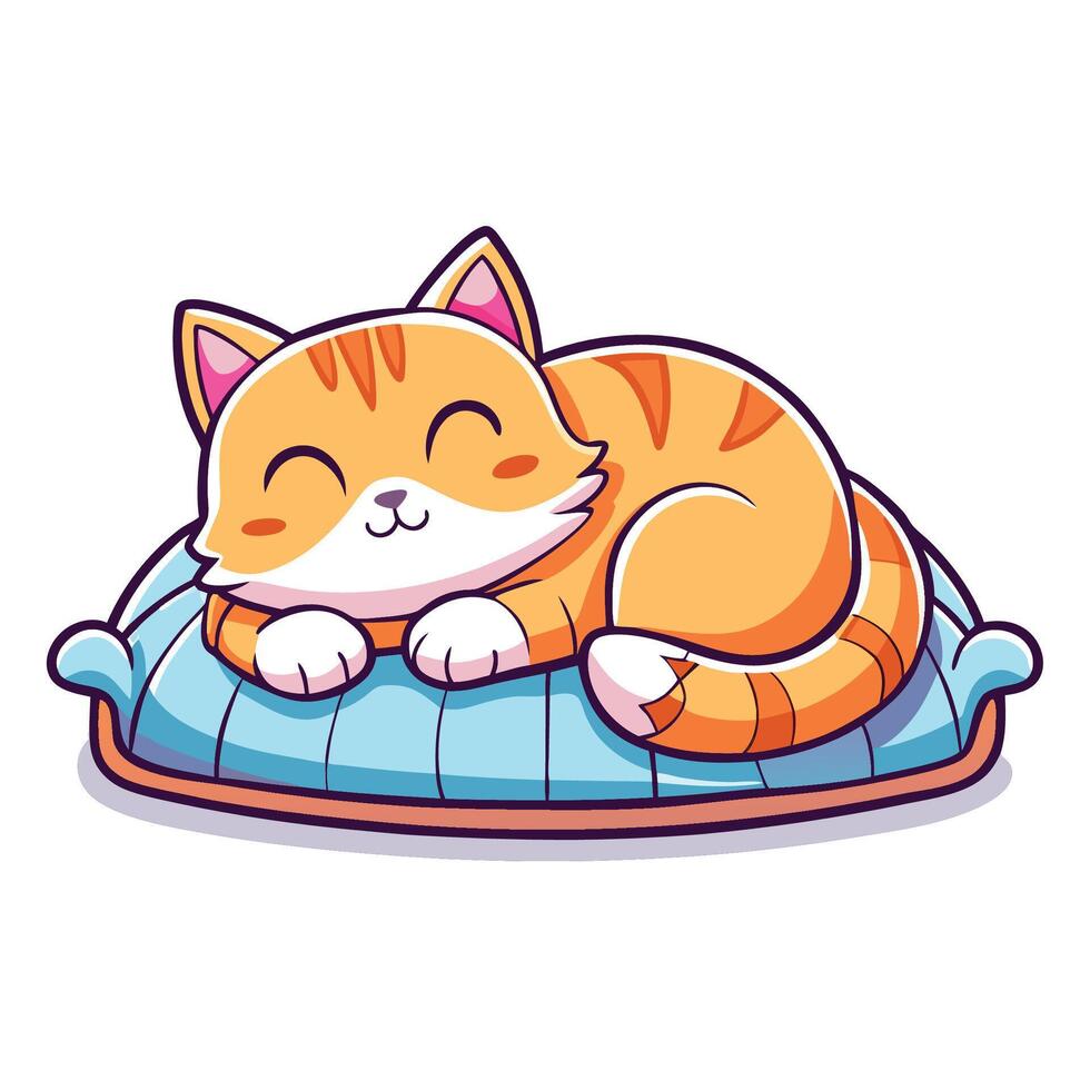 a cartoon cat sleeping on a pillow vector