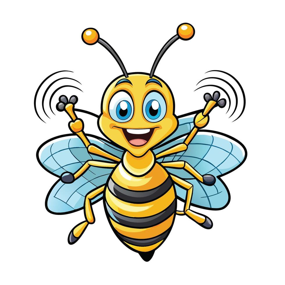 a cartoon bee with a big smile vector
