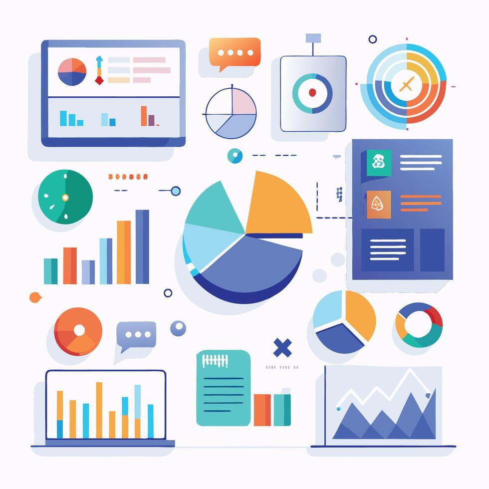 flat design business analytics infographic concept illustration vector