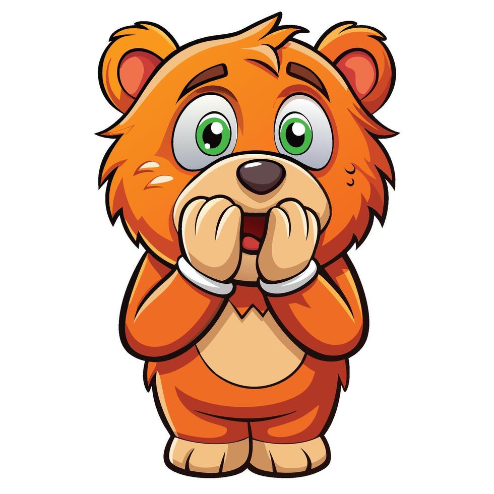 a cartoon bear with a shocked expression vector
