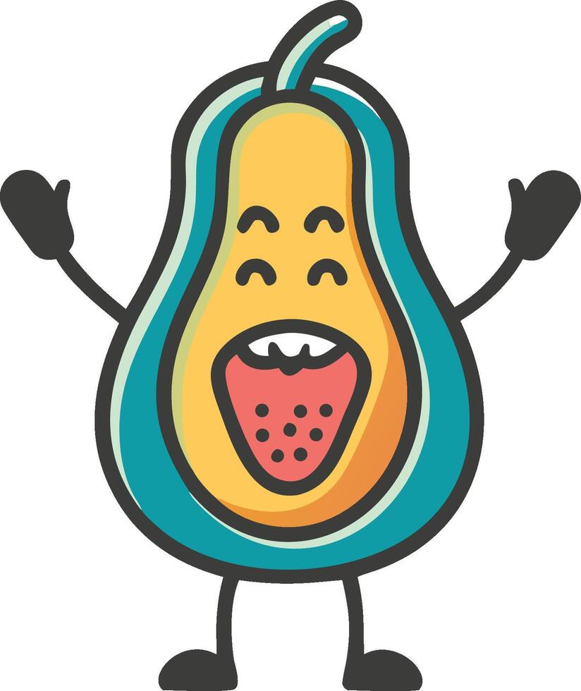 a cartoon avocado character with arms outstretched and a smile vector