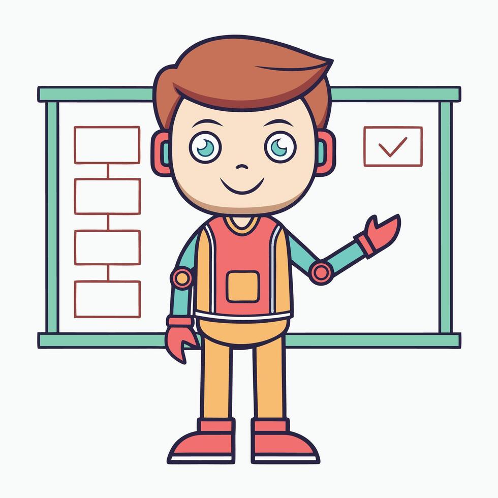 a cartoon man standing in front of a whiteboard vector
