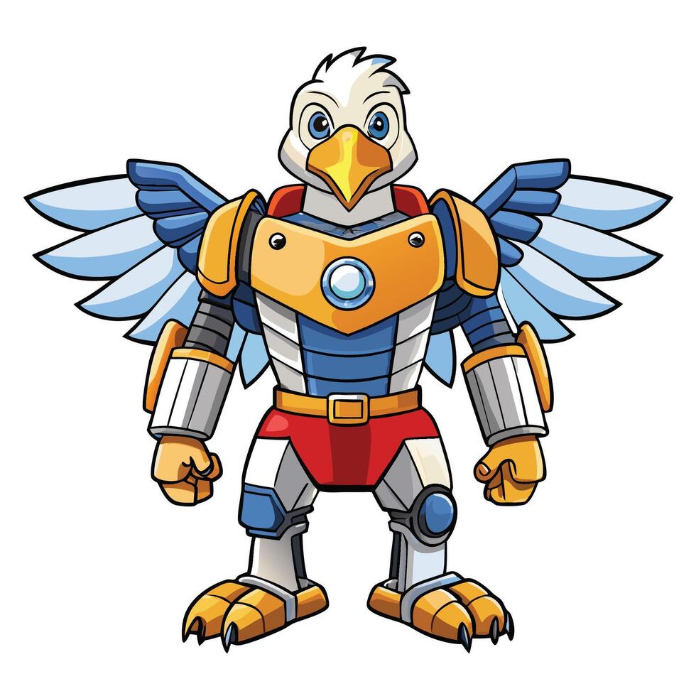 a cartoon eagle wearing a robot suit vector