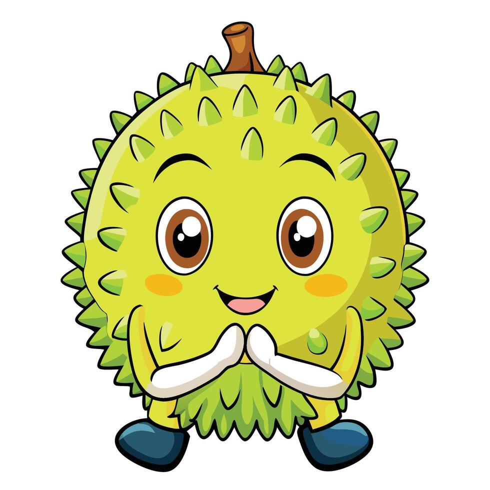 cute durian fruit white background illustration vector