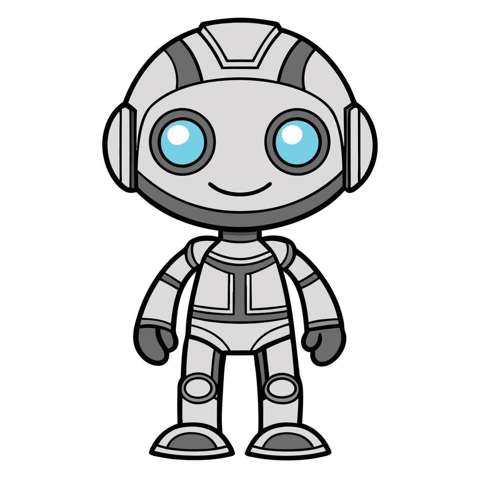 a cartoon robot with blue eyes and a white background vector