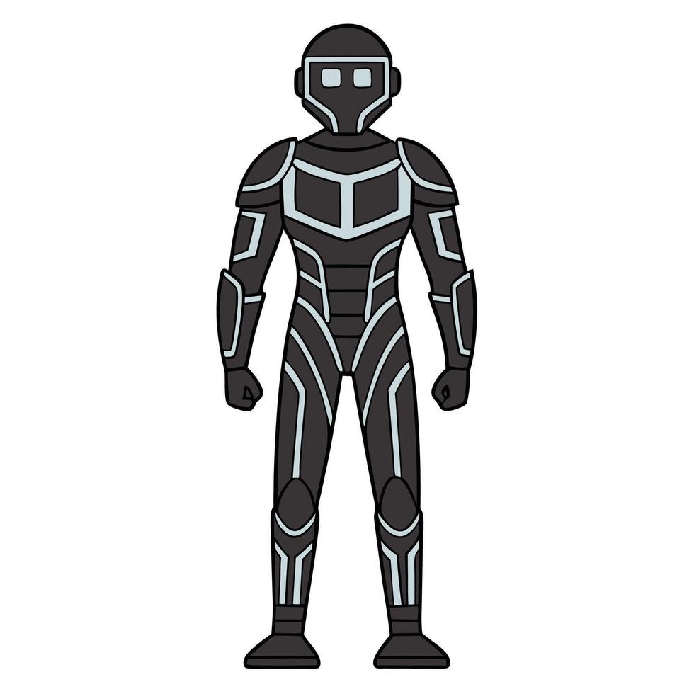 a black and gray robot suit with a helmet vector